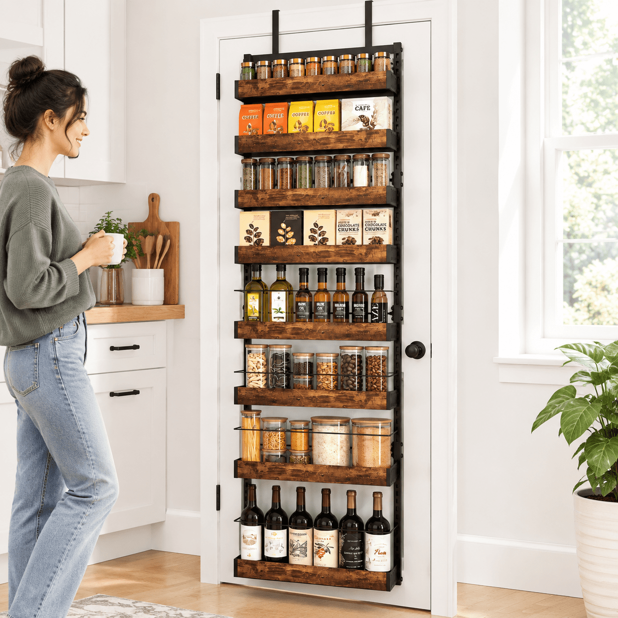Storage Racks For Pantry BlackWood 8-tier Over Door or Wall Mount Pantry Organizer Rack ...