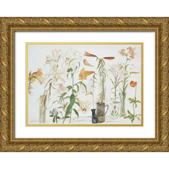 Blackadder, Elizabeth 18x14 Gold Ornate Wood Framed with Double Matting Museum Art Print Titled - Lilies and Passion Flower