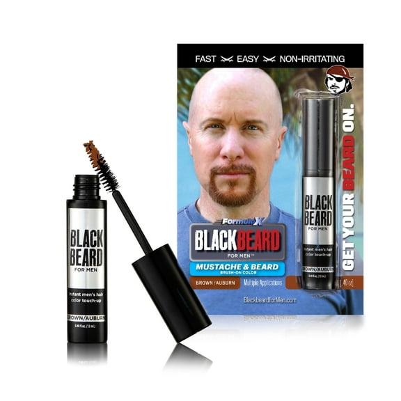 Blackbeard for Men Instant Beard Color – All Day Beard, Mustache, Eyebrow, and Sideburns Color – Temporary, Hypoallergenic Beard Dye Alternative – Up to 45 applications – Brown/Auburn, 1 Pack