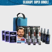 Blackbeard for Men Seashape Anti-Aging Super Bundle, 10-Piece Grooming Kit, 3 Tubes Beard Color, Serum, Soap & Travel Bag, Beard Color - Black