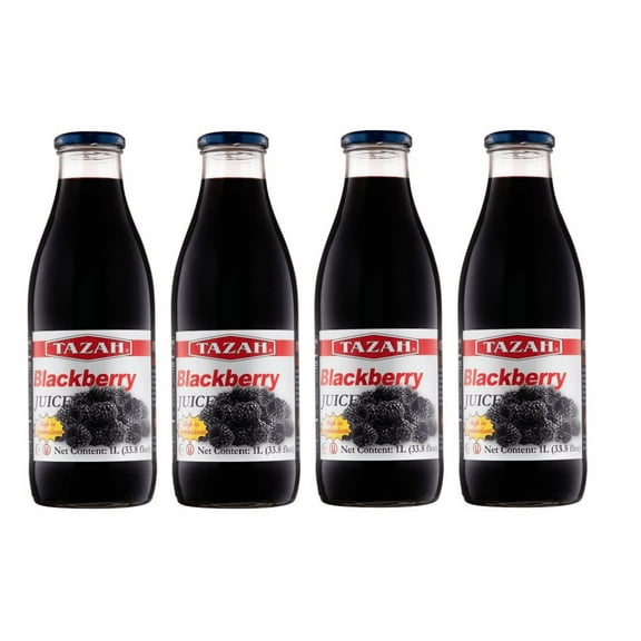 Blackberry Juice Net 33.8 fl.oz (1 Ltr.) - 4 Glass Bottles - High in Antioxidants