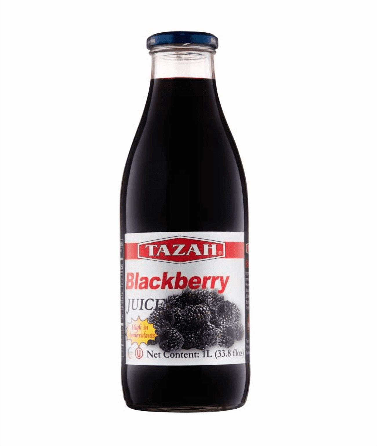 Blackberry Juice Net 33.8 fl.oz (1 Ltr.) - One Glass Bottles - High in Antioxidants