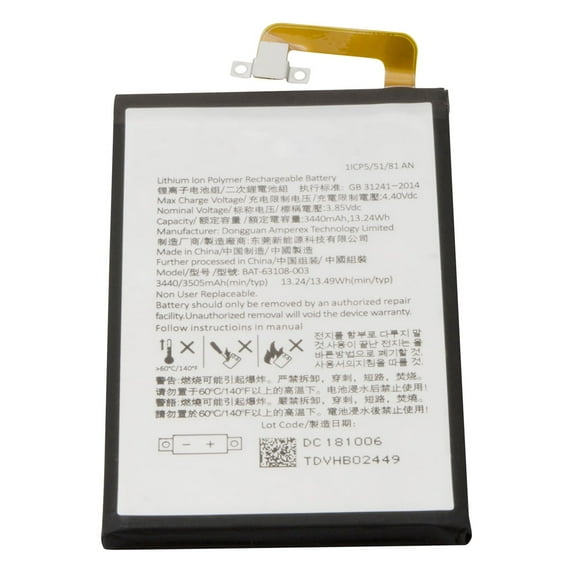 Blackberry Keyone DTEK70 BBB100-1 Battery Replacement BAT-63108-003 3440mAh/13Wh