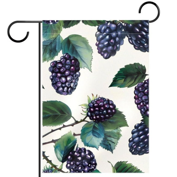 Blackberry Pattern Decorative Garden Flag for All Seasons, 12 x 18 Inch Small Vertical Double Sided Outside Decoration for Yard Farmhouse