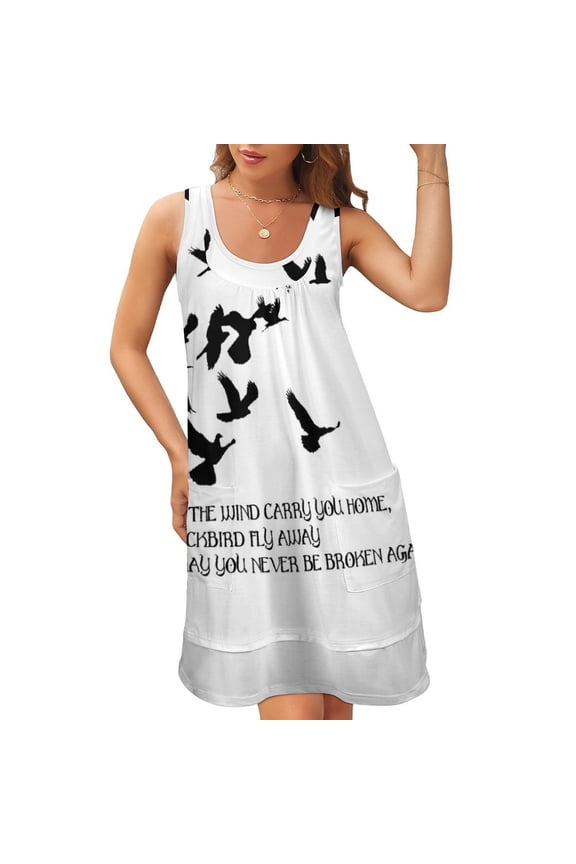 Blackbird Alter Bridge - Lyrics Sleeveless U-Neck Fake Two Piece Dress dress women summer dresses korean style dress