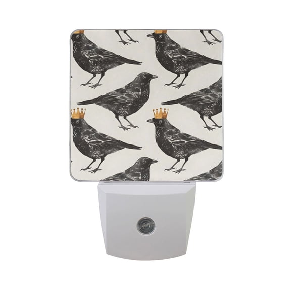 Blackbirds with Crown Night Light 2 Pack LED Nightlight Plug into Wall Dusk to Dawn Sensor Soft White