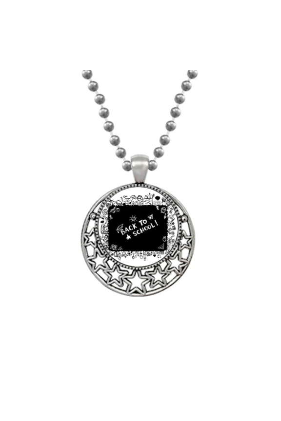 Blackboard Graffiti School Style Outline Necklaces Pendant Retro Moon Stars Jewelry