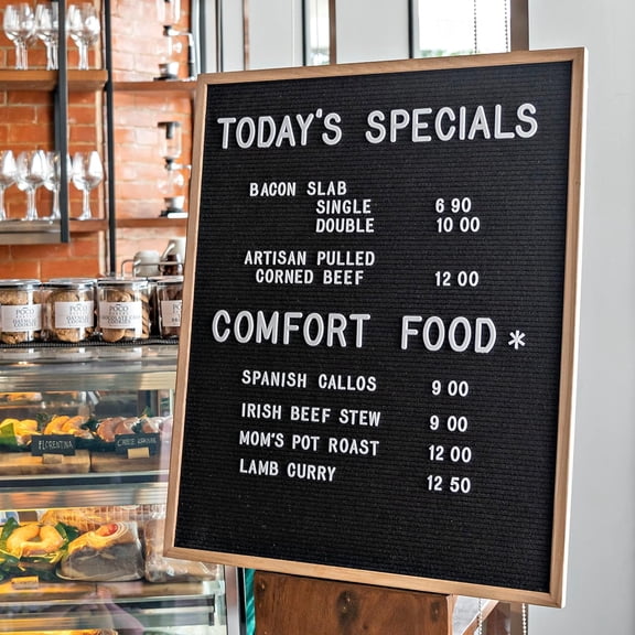Blackboard Letter Board - 24x30 Inch Large Felt Message Board for Restaurant Menus