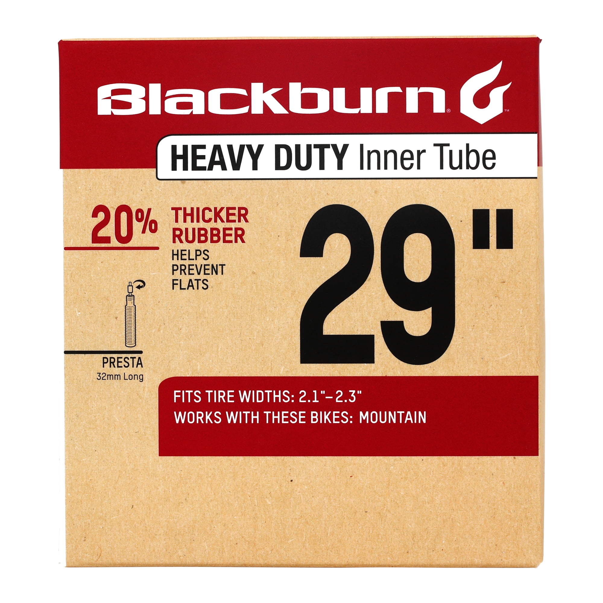 Blackburn 29" Heavy Duty Bicycle Inner Tube, Presta Valve, Black