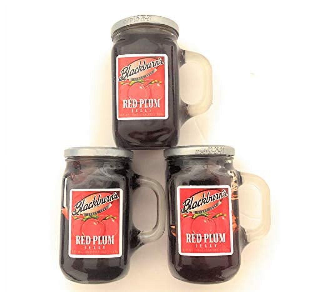 Blackburn's Red Plum Jelly, 18oz Reusable Handled Glass Mug Jar, Pack ...