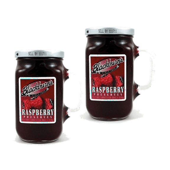 Blackburn's Raspberry Fruit Preserves with Reuseable Mug, 2-Pack 18 oz. Jars