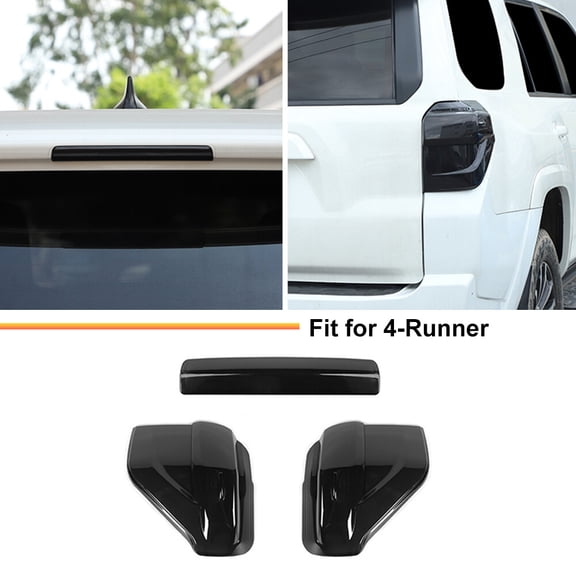 Blackened Rear Tail Backlights Cover + 3rd Brake Stop Light Trim for 4Runner 14+