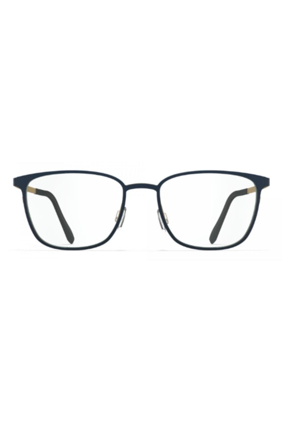 Blackfin Men's Bf1050 Skagen Rectangular Beta Titanium Eyeglasses With Gold Accents Blue