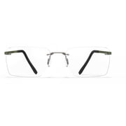 Blackfin Mens Bf1071 Aero Loop B2-P1 Rimless Rectangular Lenses With Slim Metallic Temples Green