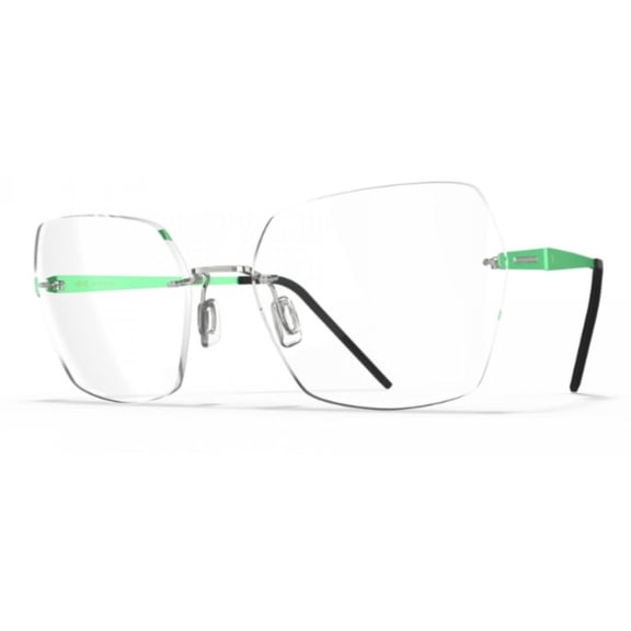 Blackfin Women's Bf1073 Aero Loop B3-P1 Rimless Geometric Eyeglasses With Vibrant Accents Green