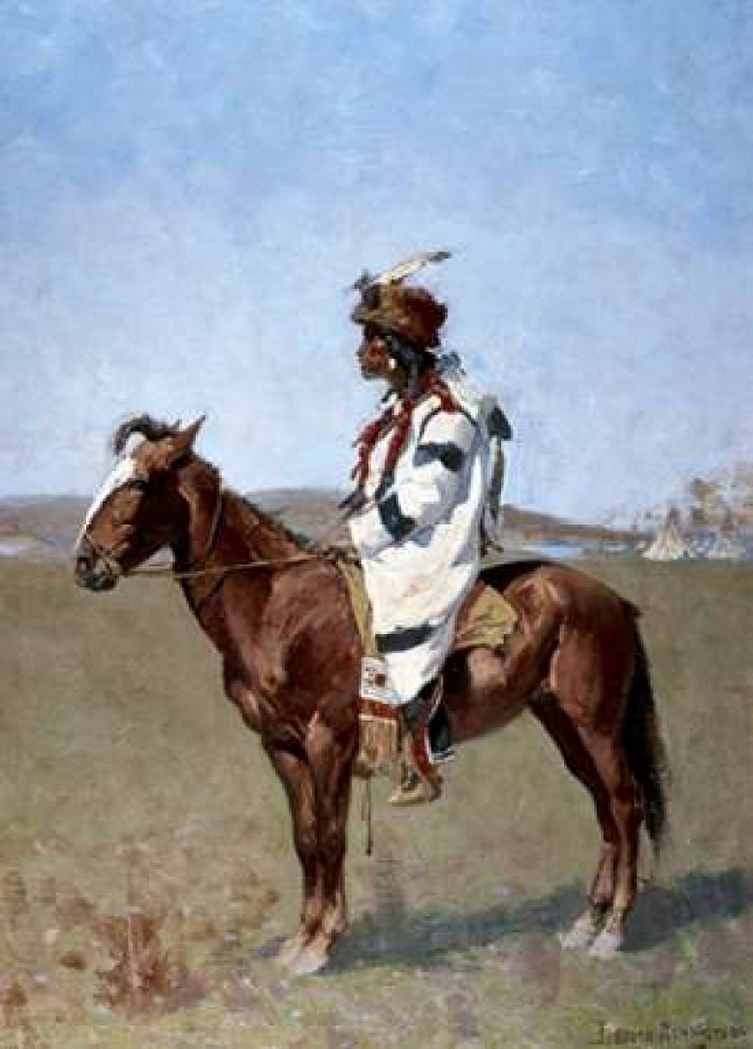 Blackfoot Indian Canvas Art - Frederic Remington (20 x 28)