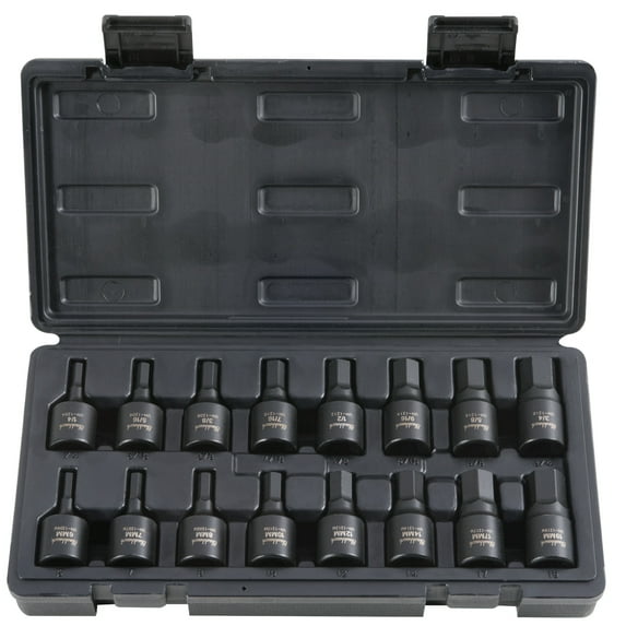 Blackhawk 16 Point Piece Hex Bit Impact Socket Sets, 1/2 in