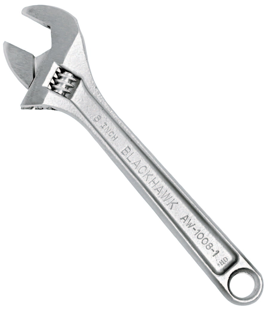 Blackhawk Adjustable Wrenches, 18 in Long, 2 1/16 in Opening, Nickel Chrome