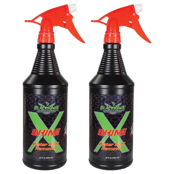 Blackhawk Performance Shine X Hard Water Spot Remover - Gives Quick Shiny Gloss to Any Surface - Wipes Away Streak-Free - Marine Safe - Made in USA (32oz, 2 Pack)