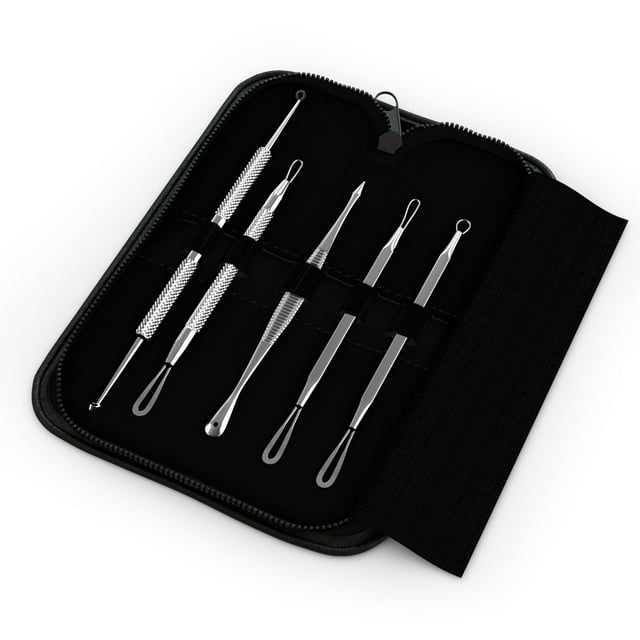 Blackhead Acne Comedone Pimple Blemish Extractor Remover Stainless Tool Kit, 5 Pieces
