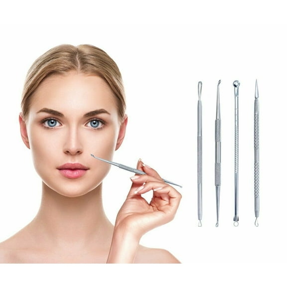 Blackhead Comedone Extractor Kit Acne Pimple Remover Tool Stainless Steel 4 PCs
