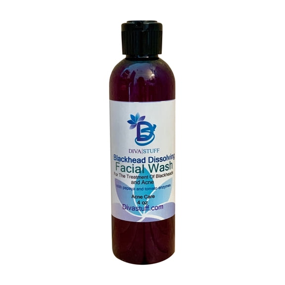 Blackhead Dissolving Face Wash, With Papaya Enzymes, Honey and A Lemon Cooling Peptide - Made in the USA with Safe Ingredients- By Diva Stuff, 4 oz