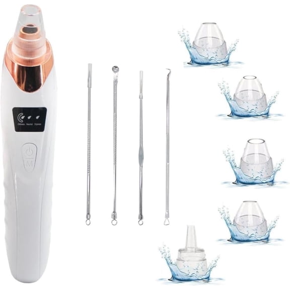 Blackhead Removal Tool with Hot Compress, 3 Adjustment Modes & 4 Suction Heads Pore Vacuum,Facial Pore Cleanser
