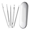 thumbnail image 1 of Blackhead Remover, Acne Treatment, Pimple Popper, Face Skin Care Kit, Professional Comedone Blemish, Zit, Whitehead Scar Extractor, 5 Piece Surgical Grade Stainless Steel Tools & Travel Case, Silver, 1 of 7