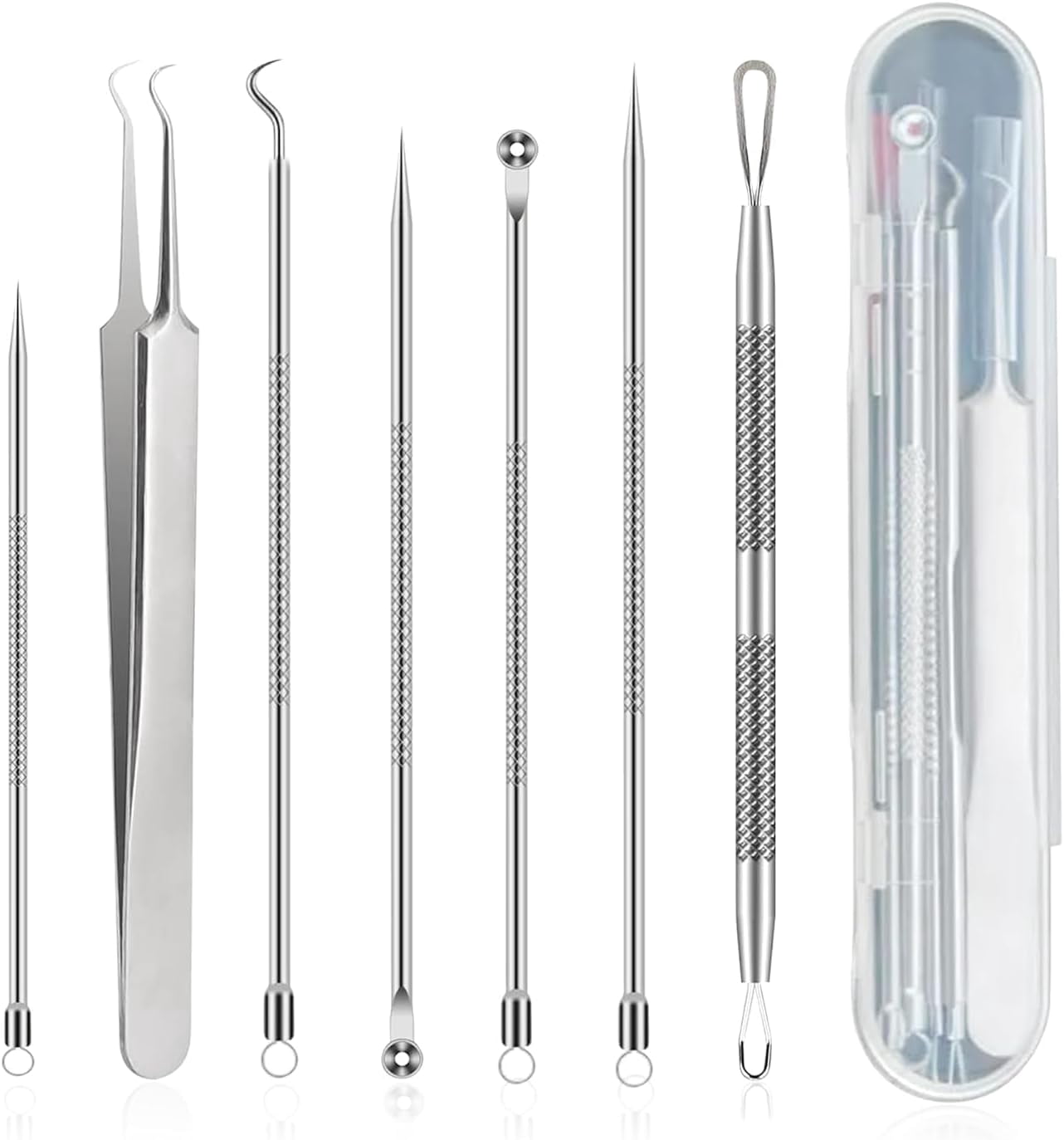 Blackhead Remover Kit with Stainless Steel Tools, Pimple Extractor, Acne Removal & Facial Cleansing Tools for Men & Women