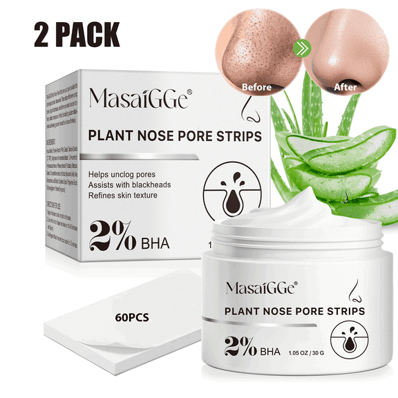 Blackhead Remover Mask, Deep Cleansing Pore Strips for Blackheads, Removes Impurities and Unclogs Pores, Suitable for All Skin Types - 2Pack