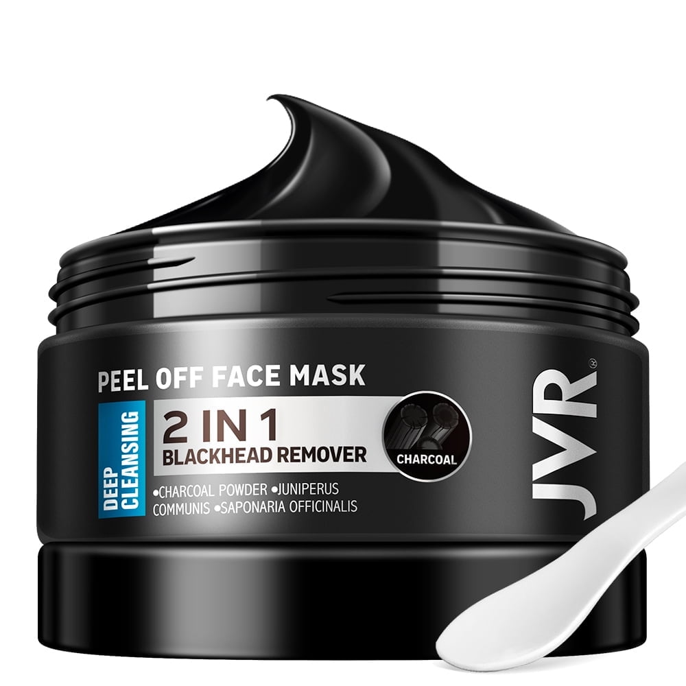 JVR Charcoal Blackhead Remover Peel Off Face Mask for All Skin Types, 4.23 oz