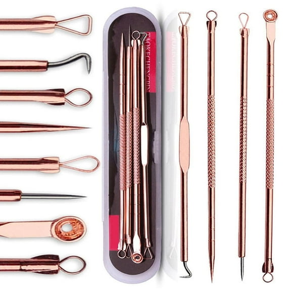 Blackhead Remover Pimple Comedone Extractor Tool Best Acne Removal Kit - Treatment for Blemish, Whitehead Popping, Zit Removing for Risk Free Nose Face Skin with Case (Rose, 4 Piece Set)