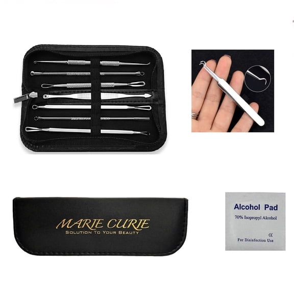 Blackhead Remover Pimple Comedone Extractor Tool Best Acne Removal Kit - Treatment for Blemish, Whitehead Popping, Zit Removing for Risk Free Nose Face Skin with Metal Case