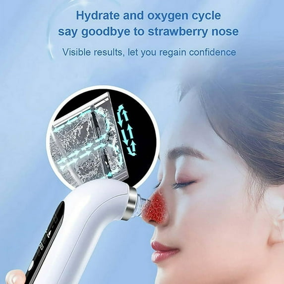 Blackhead Remover Pore Vacuum, with 6 Suction Heads Replaceable, Facial Cleaner Micro Bubble Beauty Instrument Electric Strong Suction Comedone Extractor Tool for Acne Removal Blackhead Sucker, White