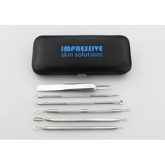 Blackhead Remover Tool Kit Set 6 PCS Professional Surgical Stainless Steel Extractors for Facial and Body Blemishes