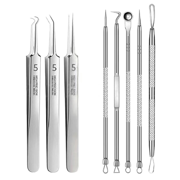 Blackhead Remover Tool Kit - Stainless Steel Pimple Popper Kit for Acne, Comedone, Whitehead Extraction - Professional Facial Skin Care Tool Set
