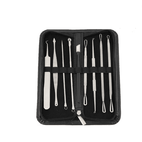 Blackhead Remover Tool Kit for Comedone Extraction, Stainless Steel, 9-Piece