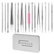 Blackhead Remover Tool Kit, 16-Piece Stainless Steel Pimple Extractor Set with Non-Slip Handles and Metal Storage Case