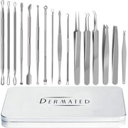 Blackhead Remover Tool Kit, 16-Piece Stainless Steel Pimple Extractor Set with Non-Slip Handles and Metal Storage Case
