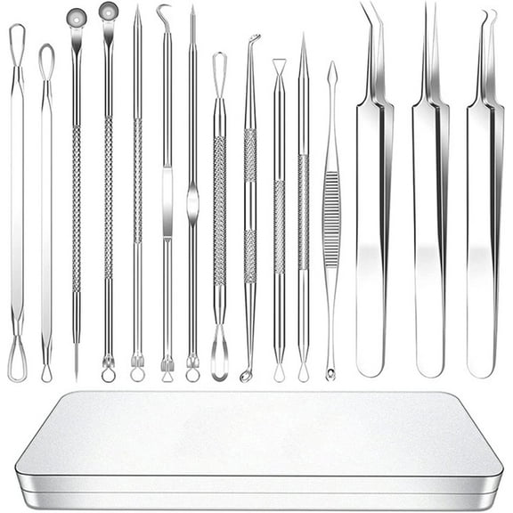 Blackhead Remover Tools, Extraction Tools for Estheticians, Black Head Extractions Tool Professional, Comedone Extractor, Beauty Acne Removal Blemish Set with Metal Case(15PCS)