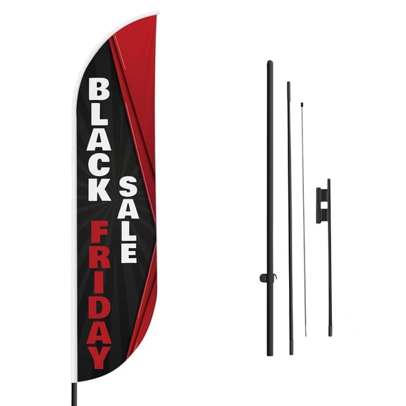 Blackk Friday Feather flag Pole Mountfor Outdoor by DreamController | 15 FEET Long Polyester Outdoor Banner Flag Pole Kit for Easy Hang | HD Print Swooper Flag Pole Stand for Blackk Friday| Made in U