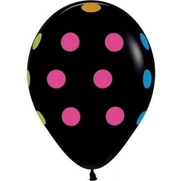 Blacklight 100 NEON UV Black Polka Dots 11" Glow Reactive Party Latex Balloons