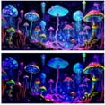 thumbnail image 1 of Blacklight Colorful Mushroom Black Light Aquarium Background UV Background Starry Sky Moonlight Terrarium Background with 10 EVA Double-Sided Tape, 24X12IN, 1 of 5