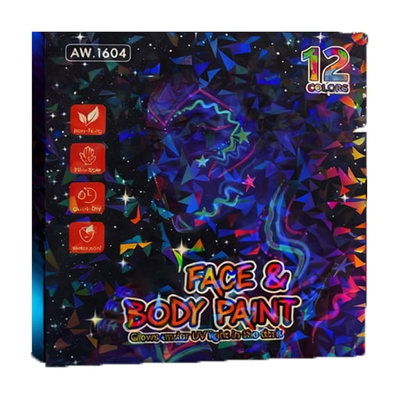 Blacklight Face and Body Paint Markers, 12 Colors Direct Liquid Temporary Pens for Parties, Halloween, Festivals, DIY Crafts, and Makeup Applications