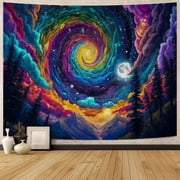 Galaxy Tapestry for Bedroom Trippy Starry Night Tapestries Magical Forest Trees Mountain Tapestry Wall Hanging,60Wx50H