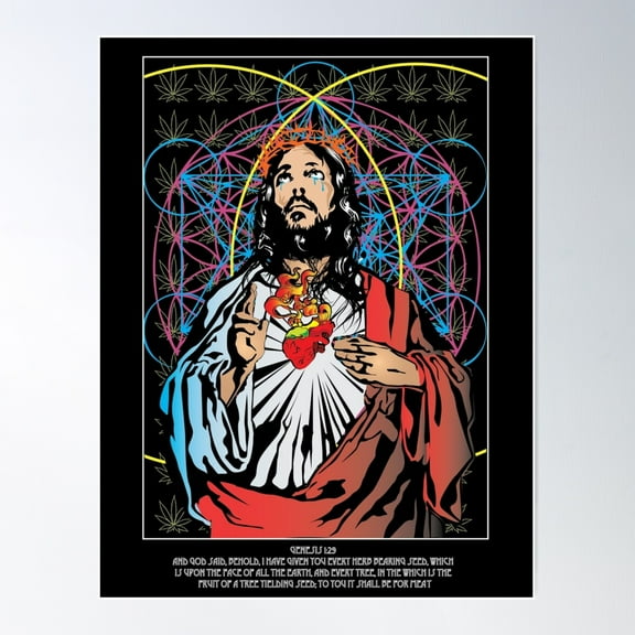 Blacklight Jesus Og Poster Wall Art, Modern Wall Decor For Living Room Bedroom, 8x12 UNFRAMED