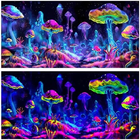 水槽 psychedelic aqua Blacklight Mushroom Jellyfish Black Light Aquarium Background UV