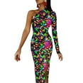 Blacklight Neon Paint Splatter Half Dleeve Split Dress evening dresses