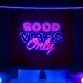 thumbnail image 1 of Blacklight Neon Tapestry Wall Hanging Good Vibes Only Words in UV Reactive Neon Tapestry for Bedroom Living Room Wall Decor 40X30 inches, 1 of 3