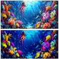 thumbnail image 1 of Blacklight Ocean HD 3D Black Light Aquarium Background UV Reactive Octopus Background Terrarium Background with 10 EVA Double-Sided Tape with 10 EVA Double-Sided Tape, 24X12IN, 1 of 5
